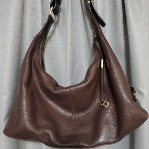 JIMMY CHOO brown leather hobo purse, suede inside